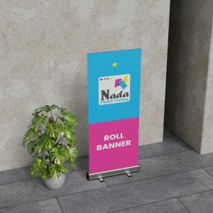 Produk: Roll Up Banner Judul:  Roll Up Banner Premium: Display Profesional yang Praktis dan Berkelas